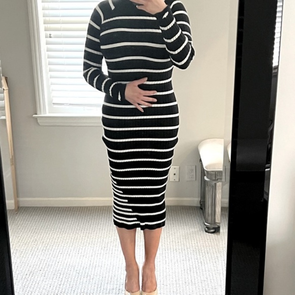 𝅺ALEXANDER WANG Striped Midi bodycon Sweater Dress NEW w/ Tags - Picture 6 of 6